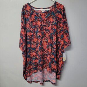 Lularoe Irma Shirt Top Womens 3XL Floral Pink Red Comfortable Casual Classic NWT